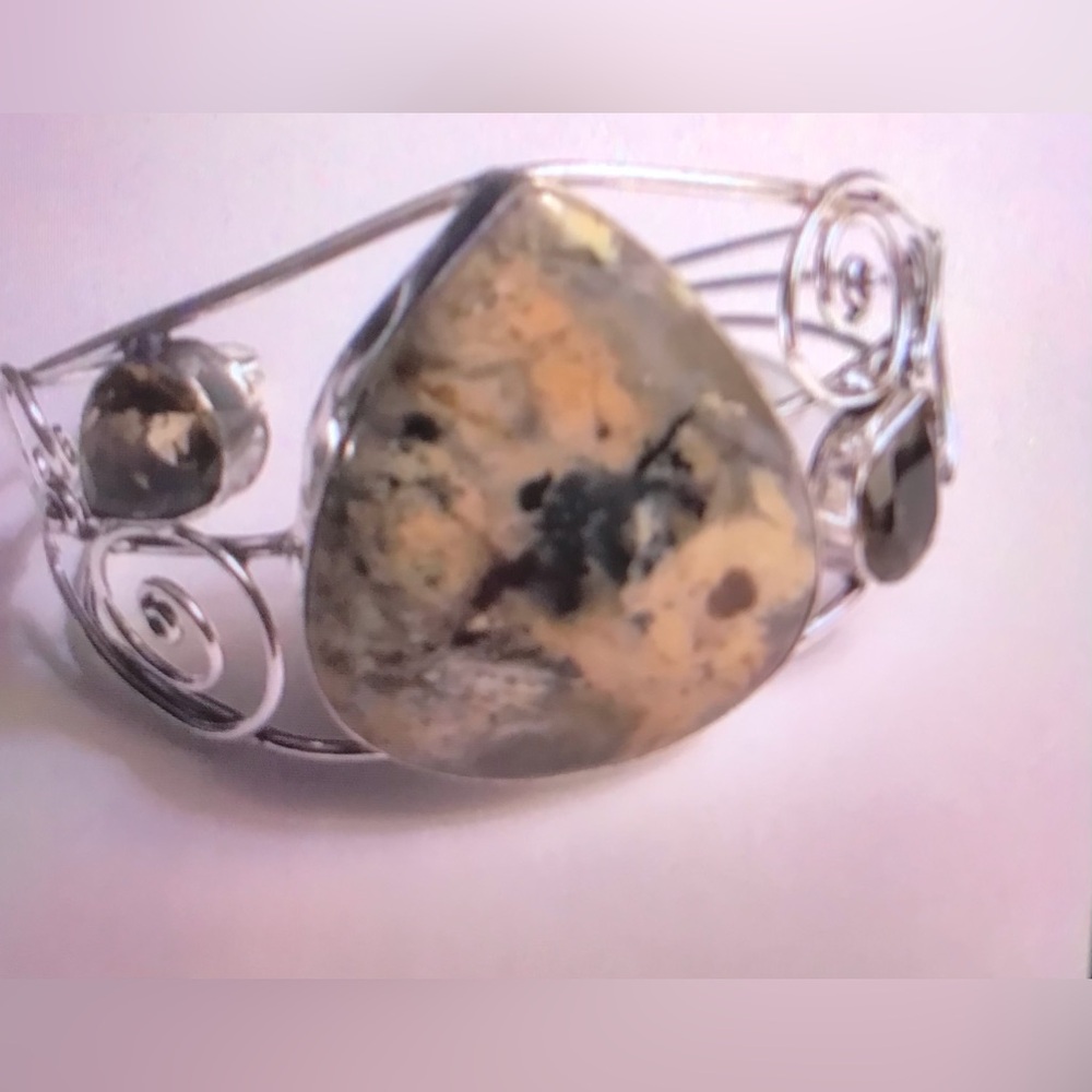 Smokey Topaz Astrophylite 925 Sterling Silver Cuff Bracelet